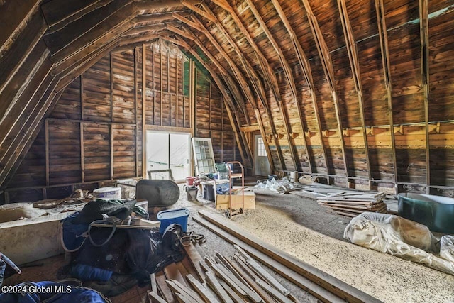 view of unfinished attic