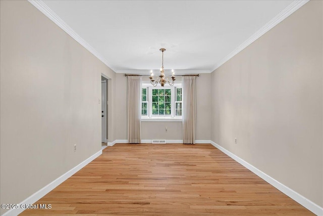 12 Lori Ln, Clifton Park, NY 12065 - unfurnished room featuring a chandelier, ornamental molding, and light wood-style floors