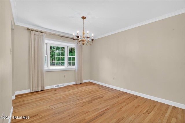 12 Lori Ln, Clifton Park, NY 12065 - unfurnished room featuring a chandelier, light wood finished floors, and crown molding