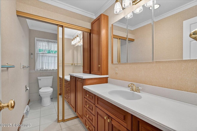 12 Lori Ln, Clifton Park, NY 12065 - bathroom with ornamental molding, vanity, and tile patterned flooring