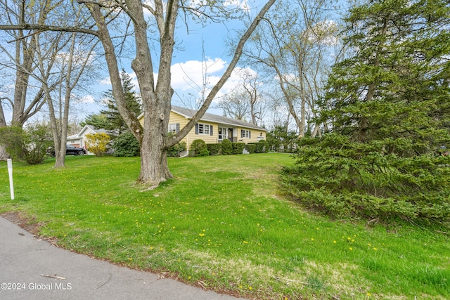 view of front of property featuring a front yard