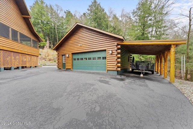 garage with a carport