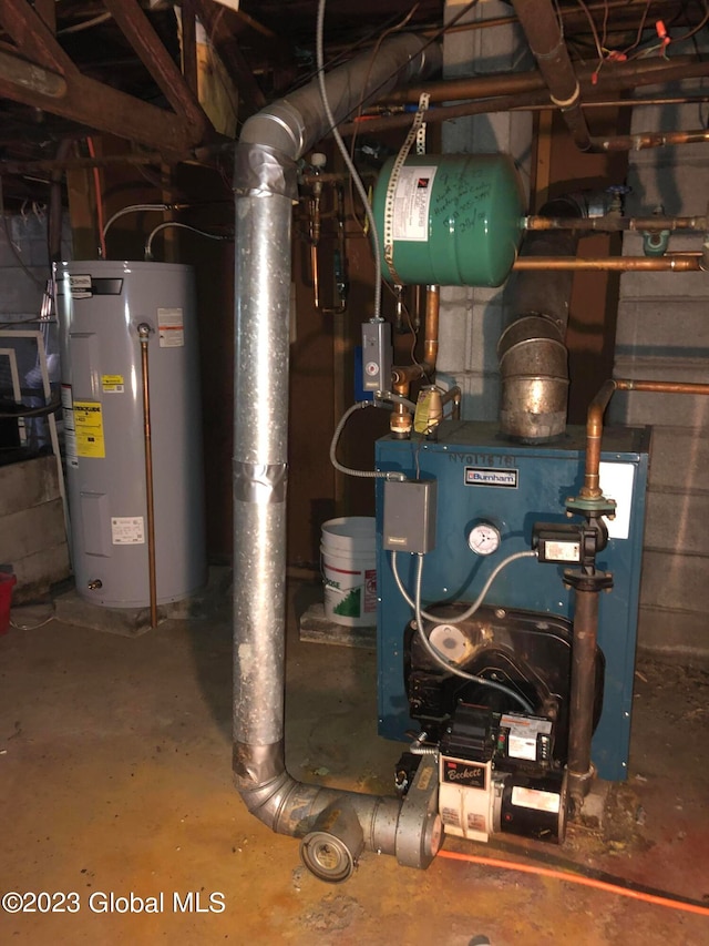 utility room featuring electric water heater