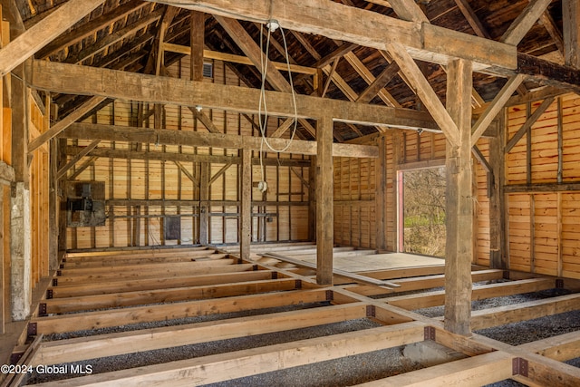 miscellaneous room featuring vaulted ceiling