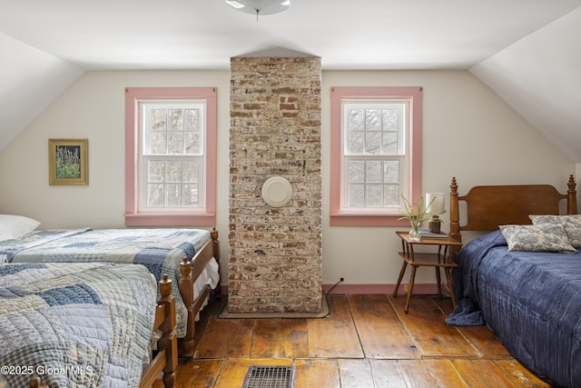 bedroom with vaulted ceiling