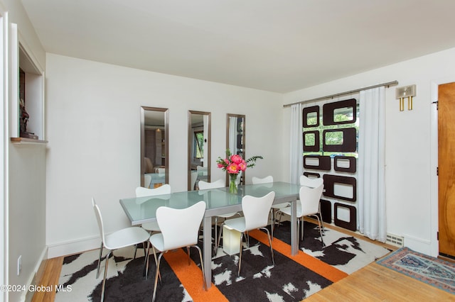 dining room with wood-type flooring