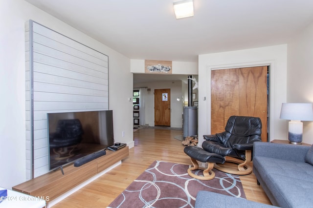 living room with light hardwood / wood-style floors