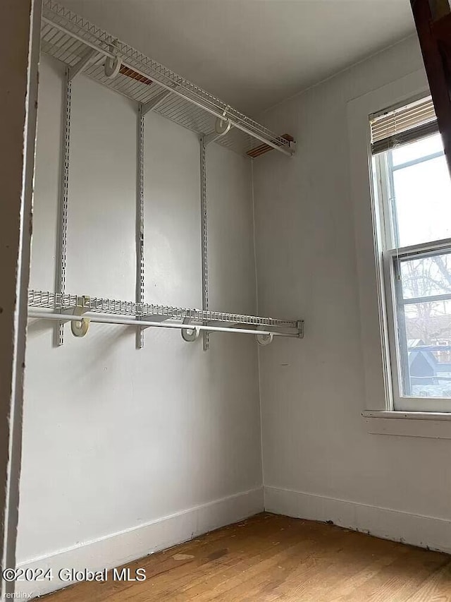 walk in closet featuring hardwood / wood-style floors