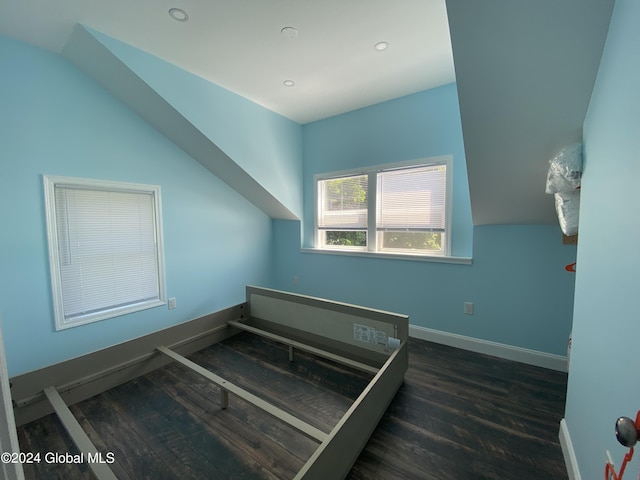 interior space featuring lofted ceiling and hardwood / wood-style floors