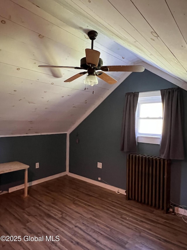 16603 State Route 22, Putnam, NY 12861 - additional living space featuring radiator heating unit, vaulted ceiling, wood finished floors, baseboards, and a ceiling fan