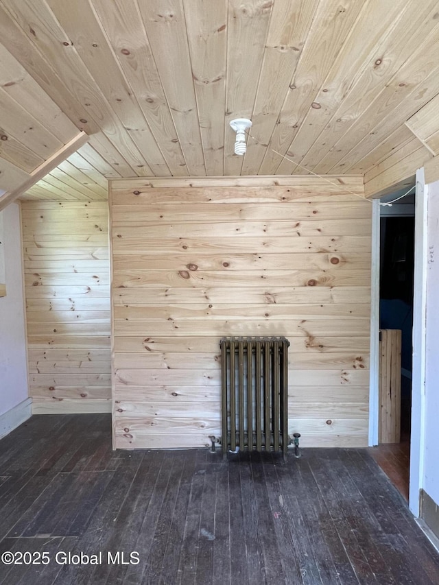 16603 State Route 22, Putnam, NY 12861 - additional living space with wood ceiling, radiator, wooden walls, dark wood finished floors, and baseboards