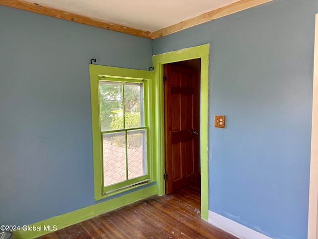 unfurnished room featuring dark wood-type flooring