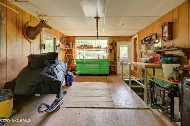 interior space with wood walls