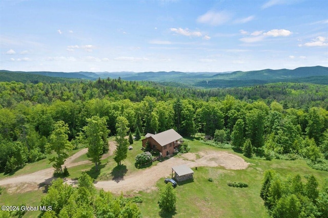 birds eye view of property with a mountain view