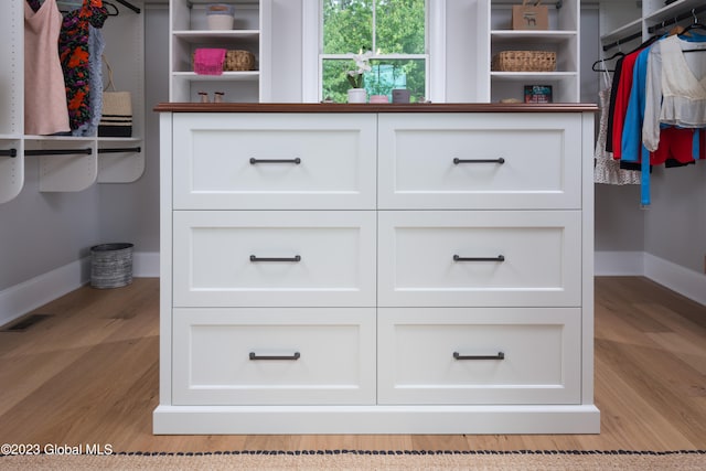 spacious closet with light wood-type flooring