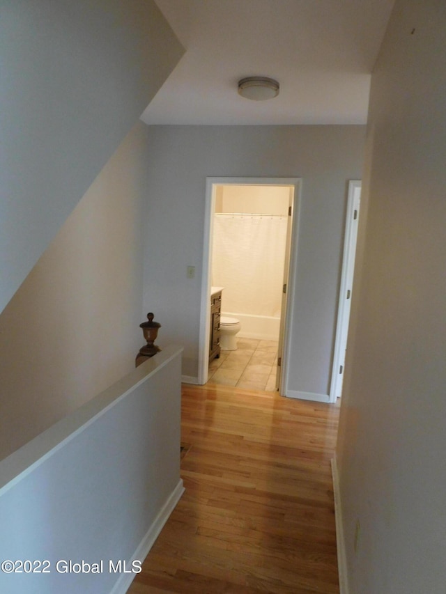 corridor featuring light wood-type flooring