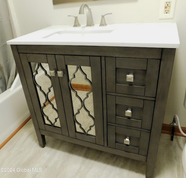 bathroom featuring hardwood / wood-style flooring and sink