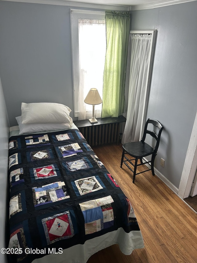 bedroom with hardwood / wood-style floors