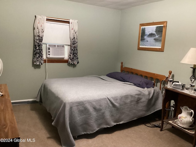 carpeted bedroom with cooling unit