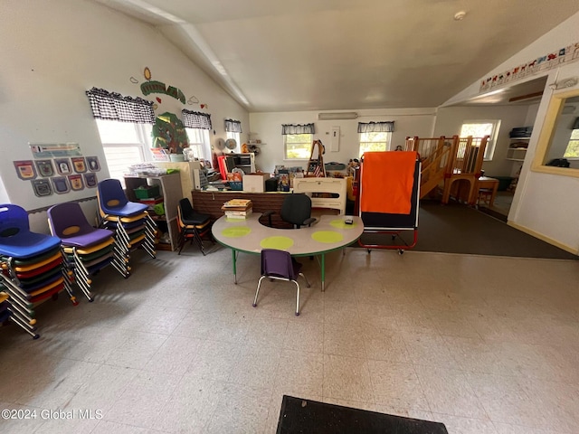 interior space with vaulted ceiling