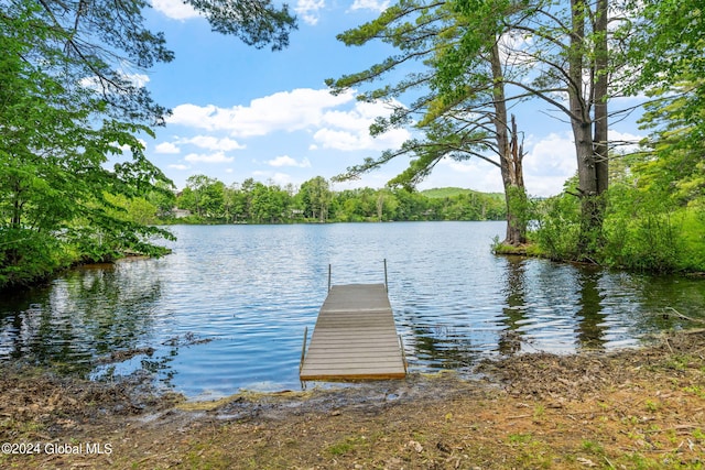 view of dock featuring a water view