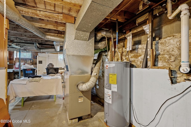 utility room with water heater