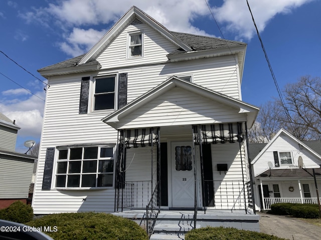 22 Lexington Ave, Gloversville, NY 12078 - view of front of property featuring covered porch and roof with shingles