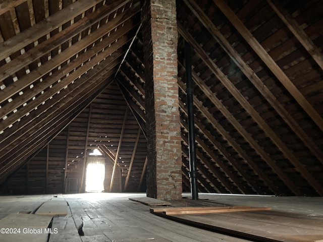 view of unfinished attic