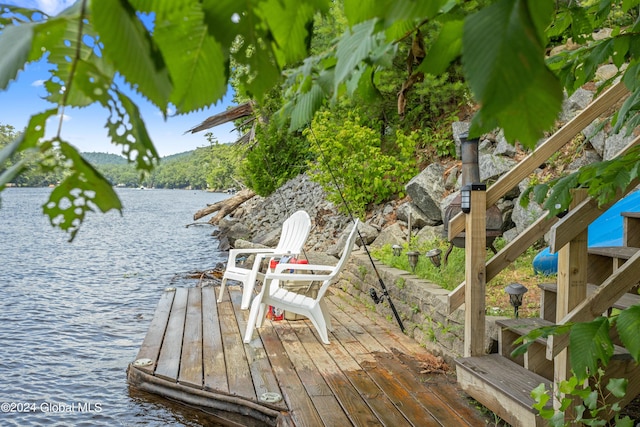 view of dock featuring a water view