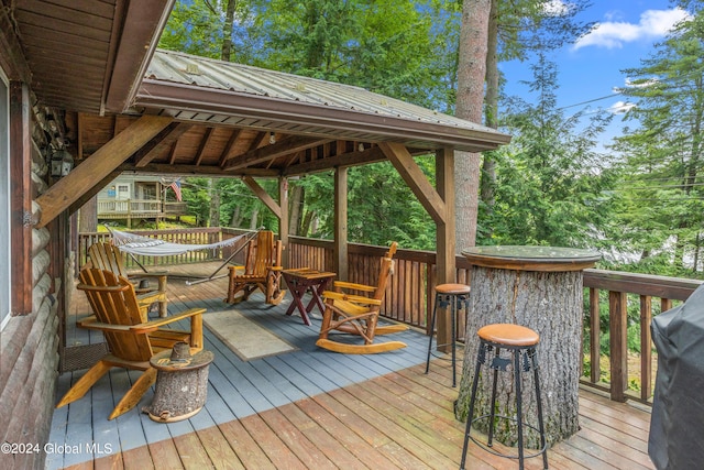 deck featuring a gazebo