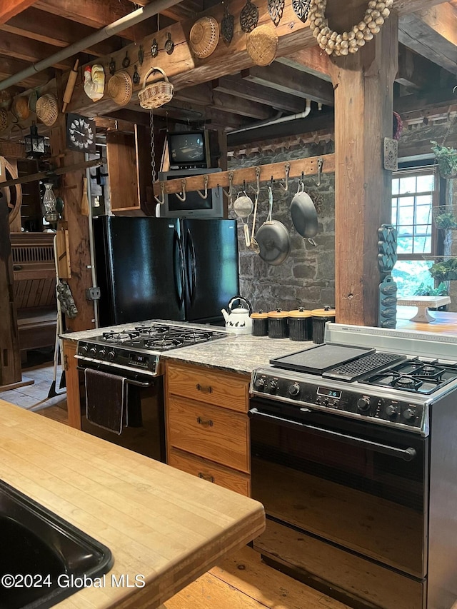 kitchen with black appliances