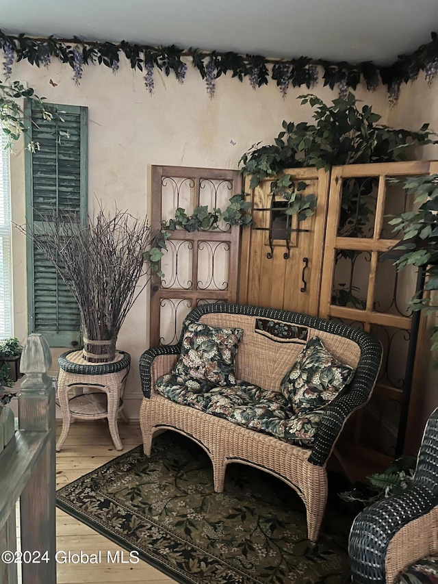 sitting room with light wood-type flooring