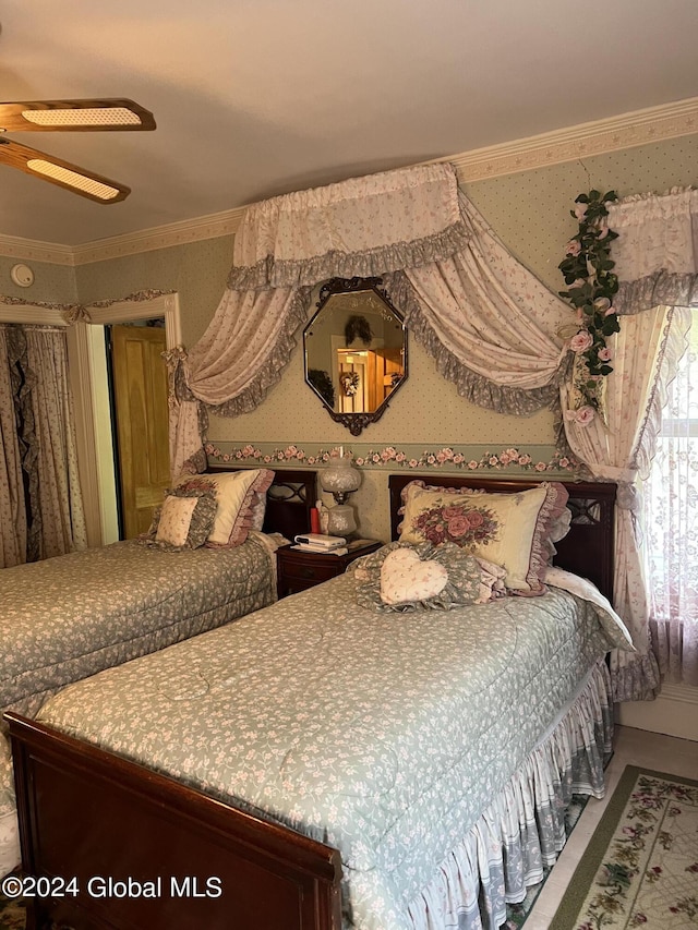 bedroom featuring crown molding