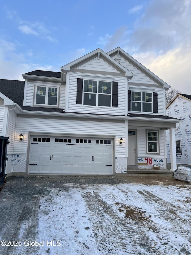 view of front property with a garage