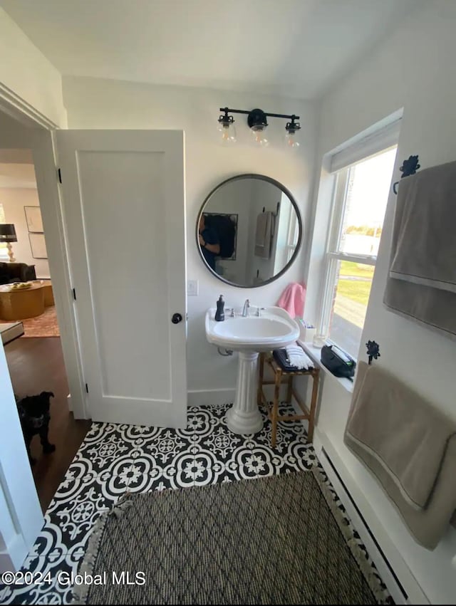 bathroom with tile patterned flooring