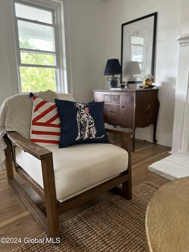 living area featuring wood finished floors