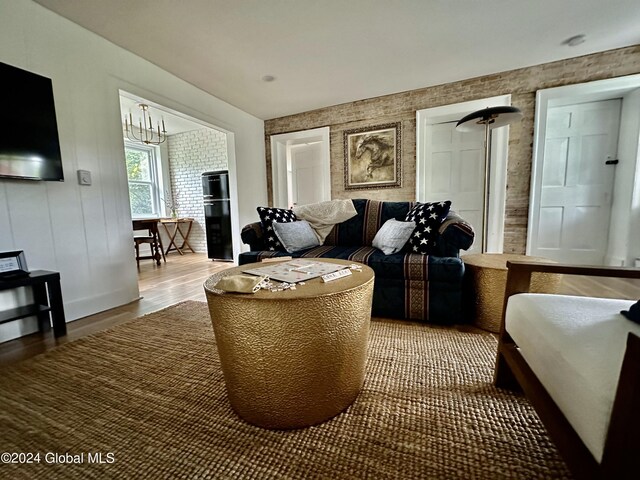 living room with hardwood / wood-style flooring