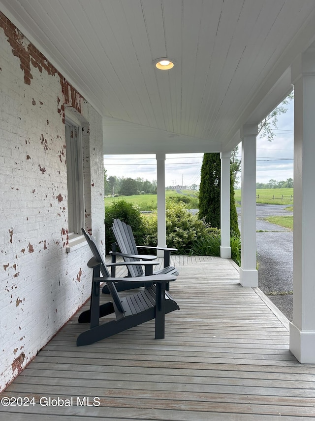 deck featuring a porch