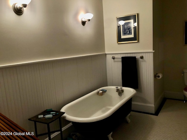 bathroom featuring a bathing tub and tile patterned floors