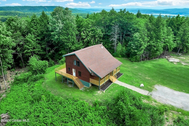 drone / aerial view with a mountain view