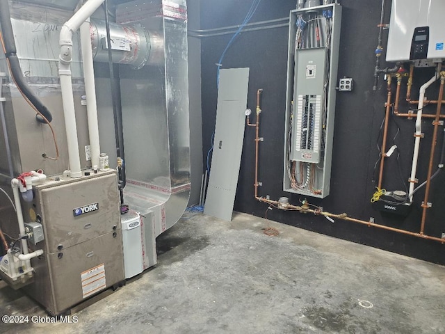 utility room with water heater