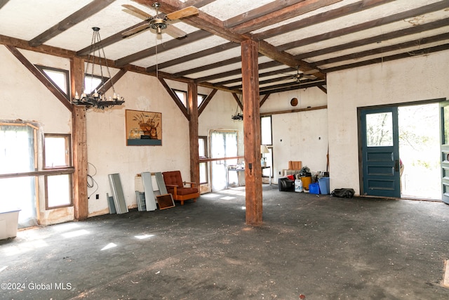 garage with ceiling fan