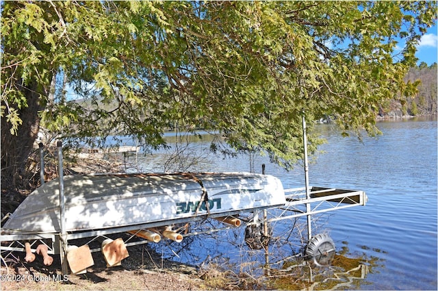 dock area featuring a water view