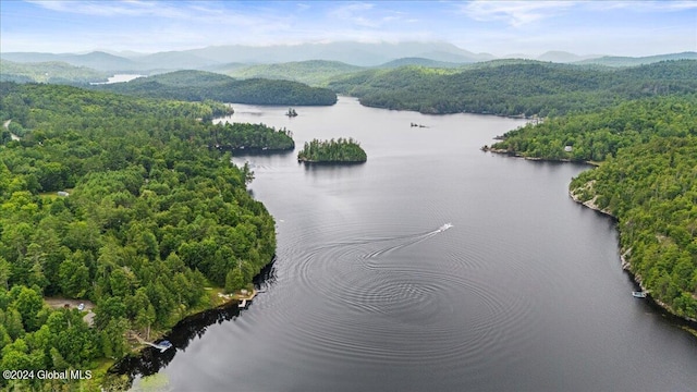 67 Adams Ln, Schroon, NY 12870 - drone / aerial view of a water and mountain view and a heavily wooded area
