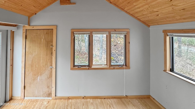 67 Adams Ln, Schroon, NY 12870 - unfurnished room featuring vaulted ceiling, wooden ceiling, wood finished floors, and baseboards