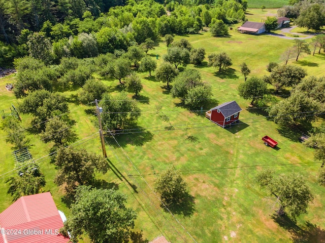 birds eye view of property with a rural view