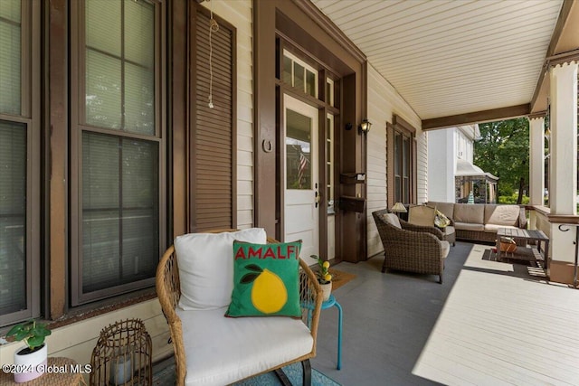 view of patio featuring a porch