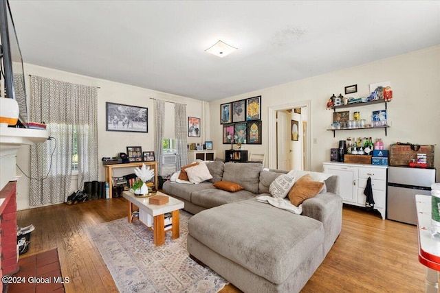 living room featuring light wood-type flooring