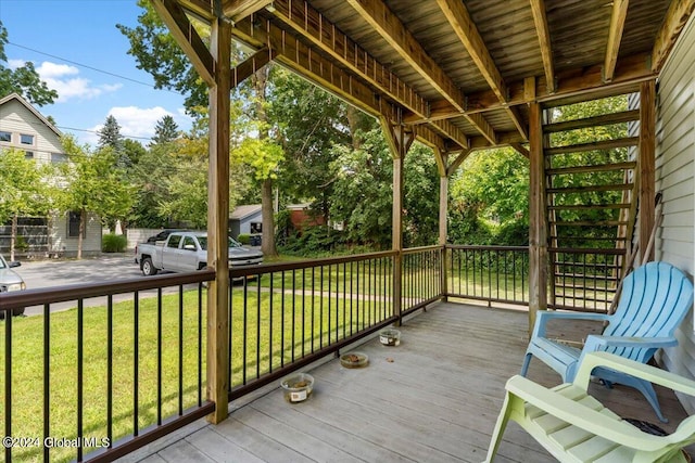 deck featuring a lawn