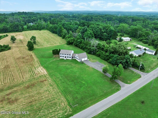 bird's eye view with a rural view